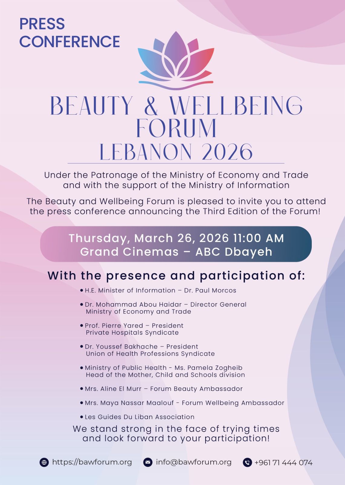 Beirut to Host Press Conference Tomorrow for Beauty &amp; Wellbeing Forum Lebanon 2026